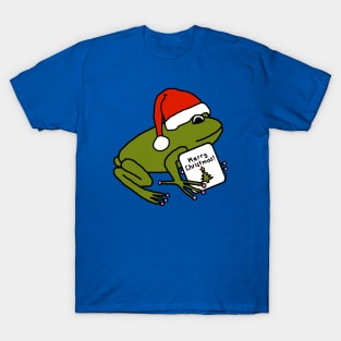 Cute Frog Says Merry Christmas T-Shirt